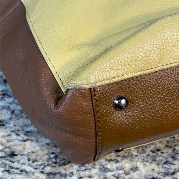 Tignanello Mustard Yellow and Brown Shoulder Bag/ Tote - Picture 7 of 13